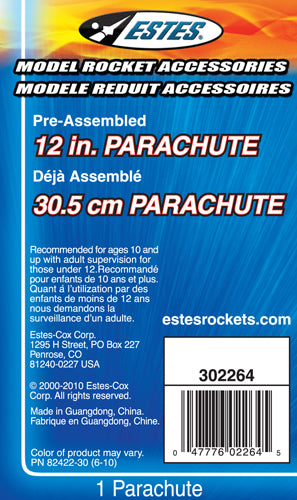 2264 Estes Printed 12" Parachute