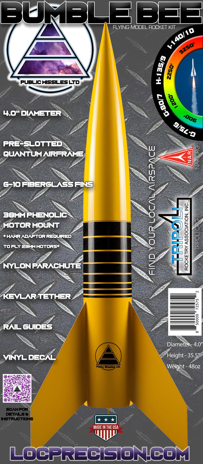 Public Missiles LTD 4" Bumble Bee Rocket Kit