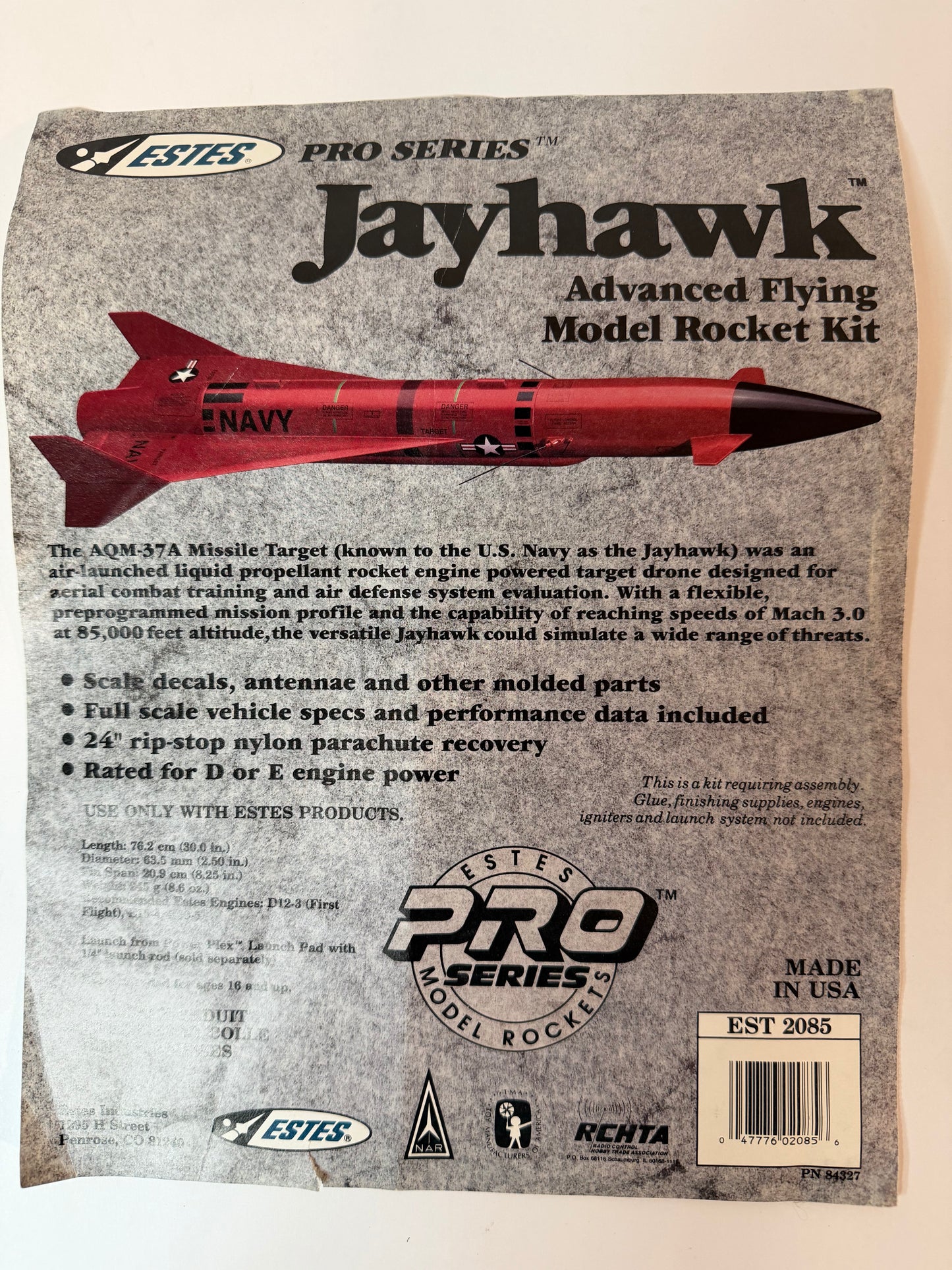 2085 Estes Pro Series Jayhawk - Original - OOP
