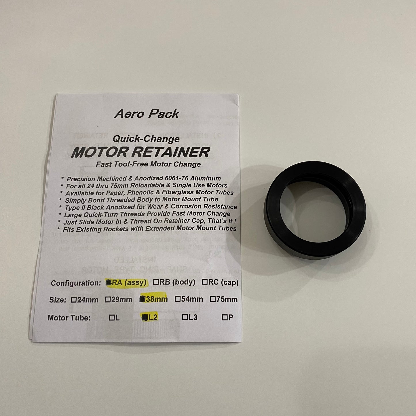 RA38L2 Aero Pack Retainer Assembly - 38mm - L2