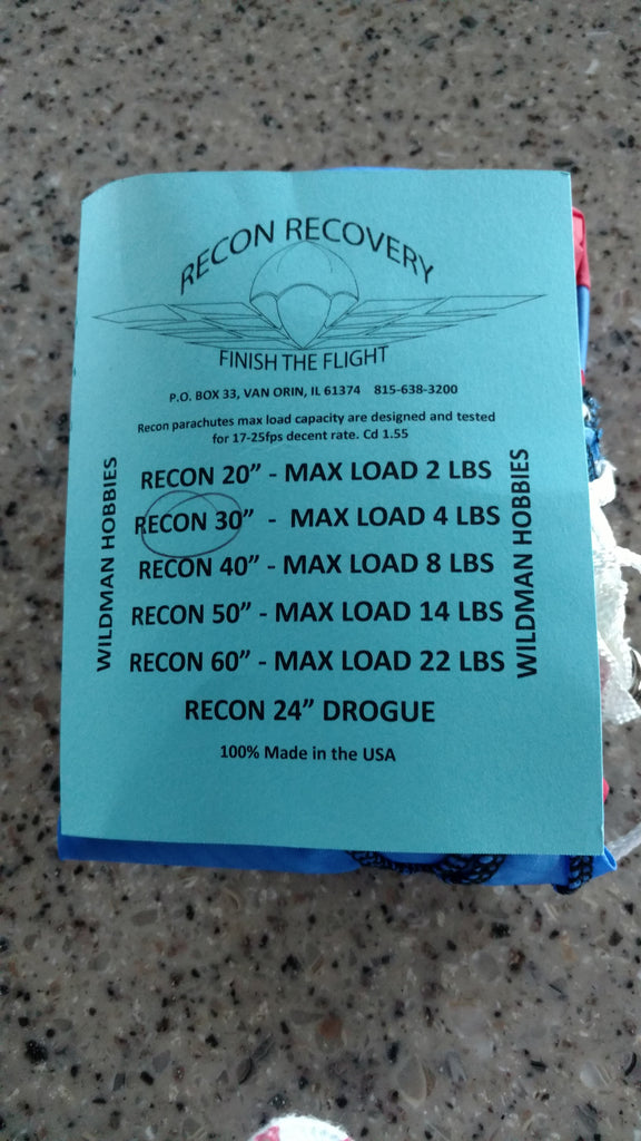 Recon Recovery 30" Parachute - Wildman Hobbies