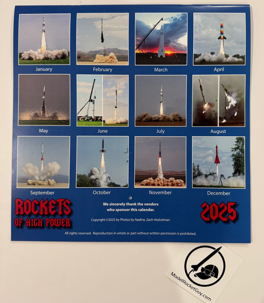 Rockets of High Power 2025 Calendar