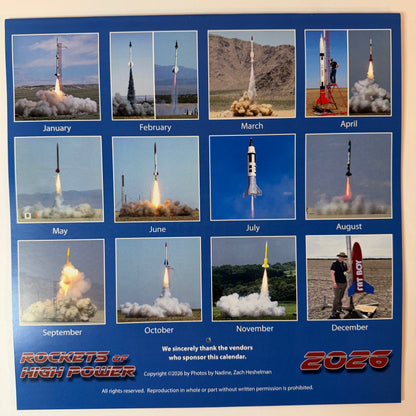 Rockets of High Power 2026 Calendar