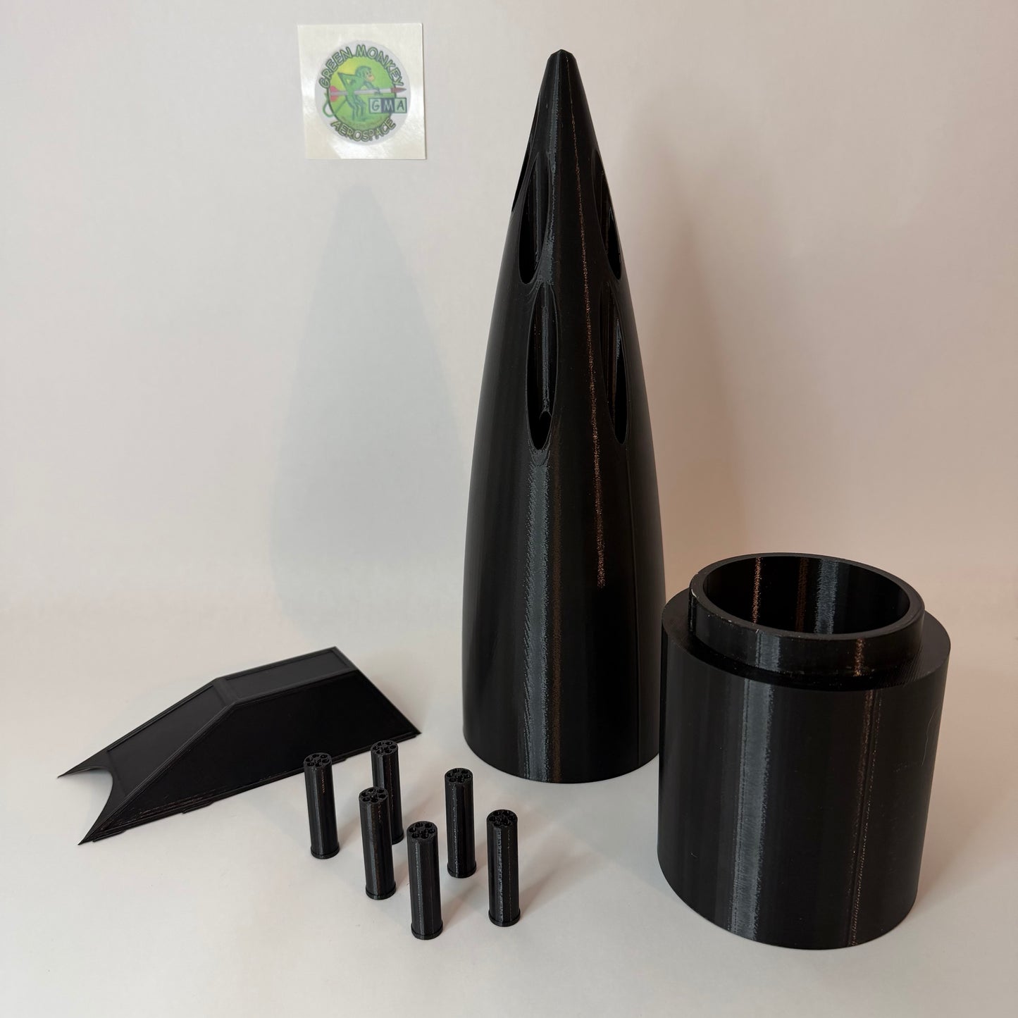 Green Monkey Aerospace - 3D Printed Gatling Fantasy Nose Cone for 4" Cardboard Tube