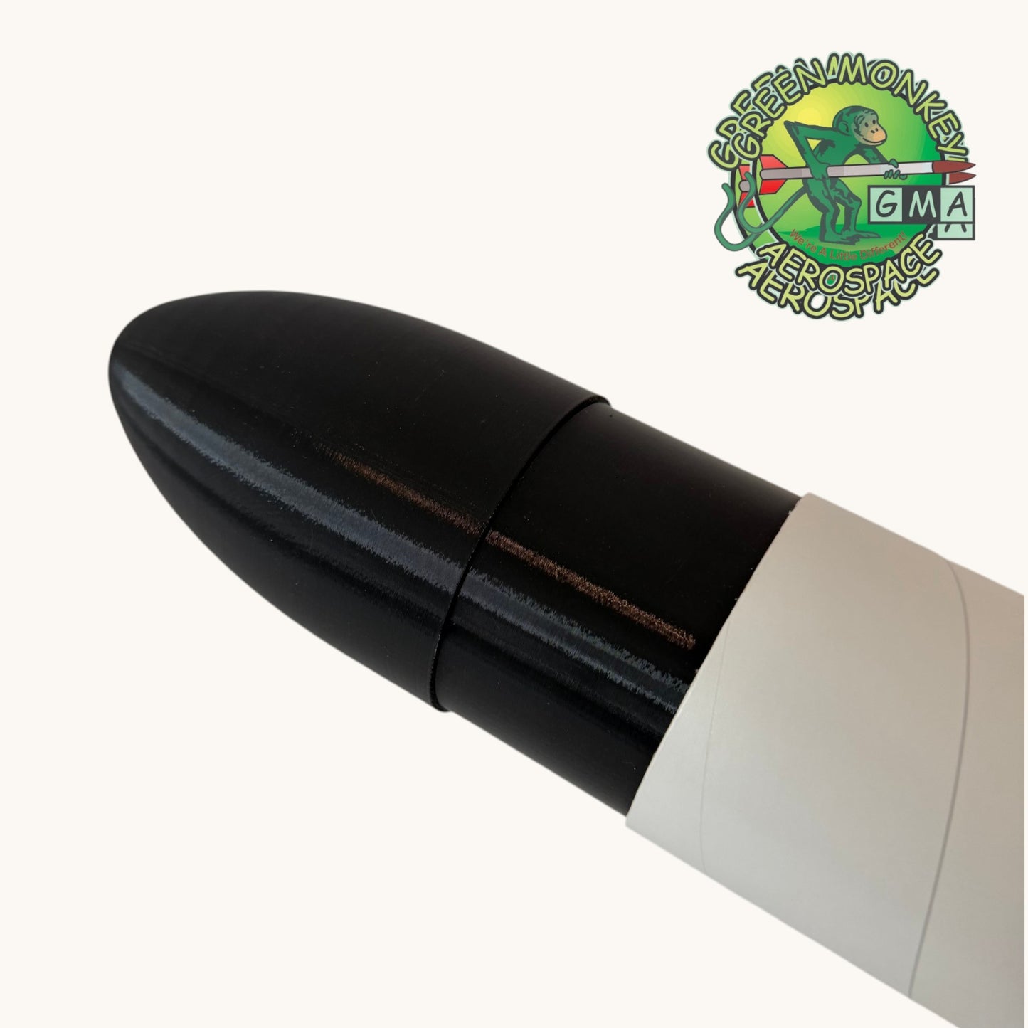 Green Monkey Aerospace - 3D Printed Elliptical Style Nose Cone for 3.1" Cardboard Tube