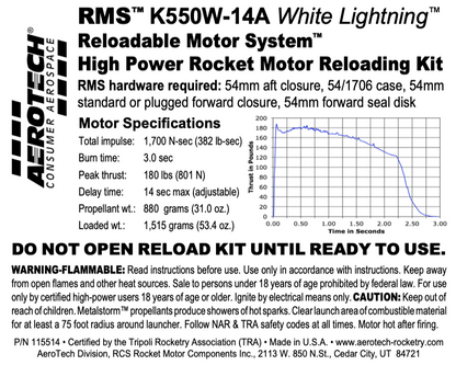 Aerotech K550W-14A RMS-54/1706 Motor Reload Kit (1 Pack)